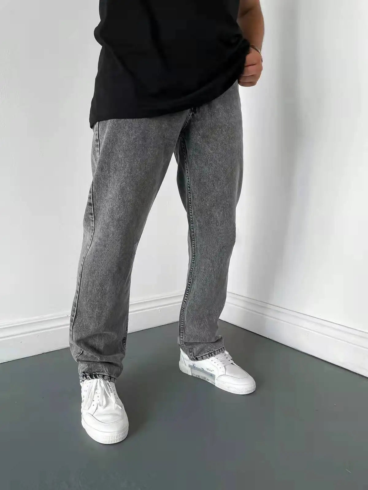 Men's Casual Straight Denim Jeans Blue Black S-3XL