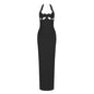 Elegant Black Halter Bodycon Dress for Women