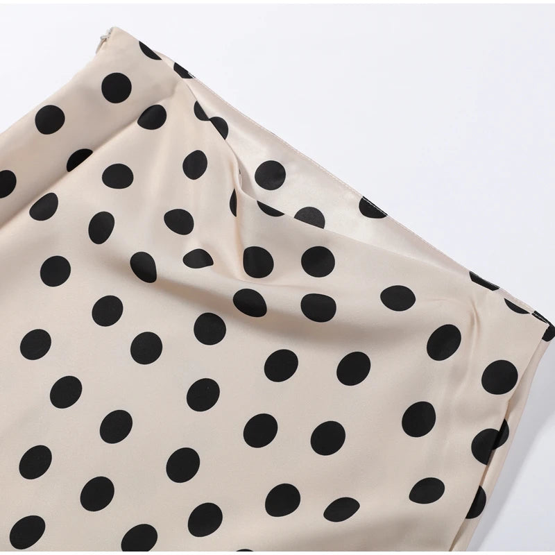 Elegant Satin Polka Dot Maxi Dress for Women
