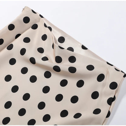 Elegant Satin Polka Dot Maxi Dress for Women