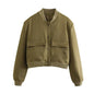 Willshela Women Solid V-Neck Bomber Jacket