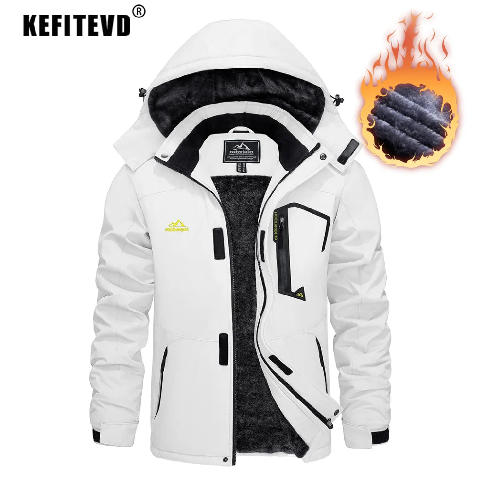 Men's Waterproof Fleece Ski Jacket Parka