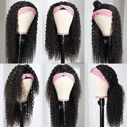 Curly Headband Wig Human Hair Kinky Curly 250 Density