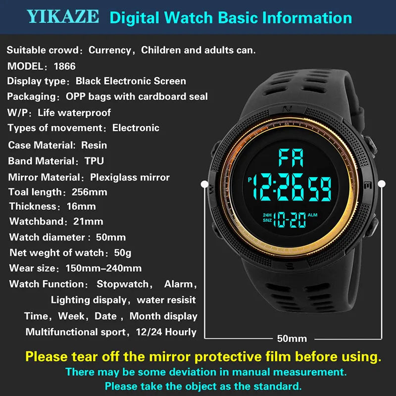 Men's Military Sports LED Digital Watch with Luminous Features
