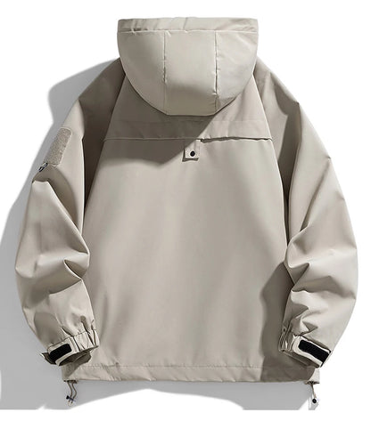 Men's Hooded Waterproof Jacket Black Softshell Camping