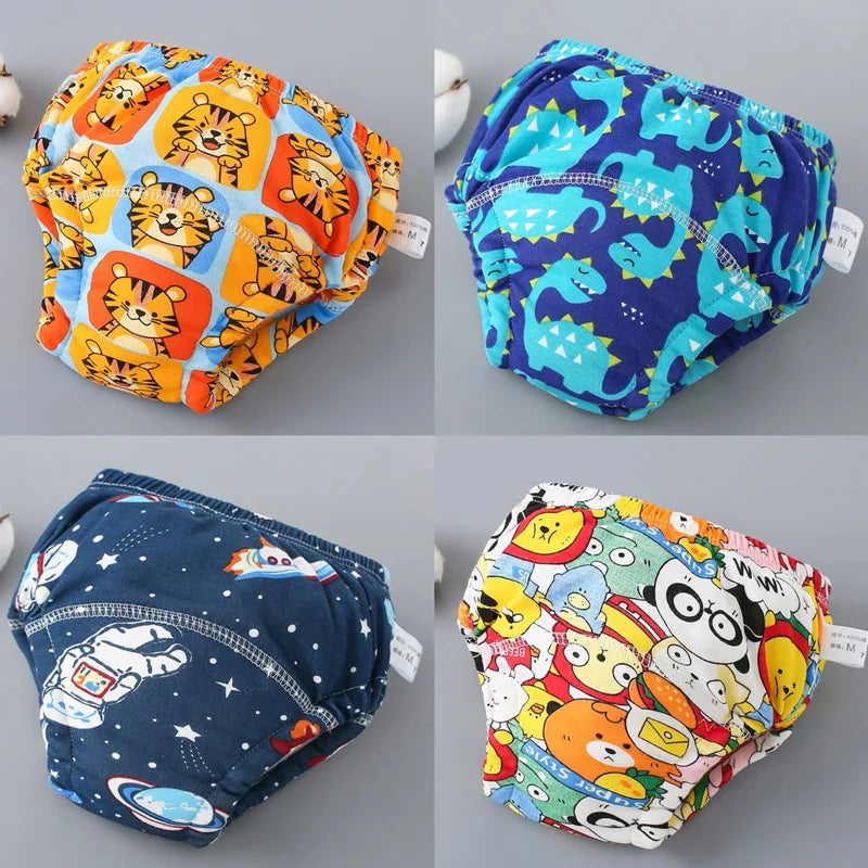 4PCS Reusable Cotton Baby Diapers for Potty Training