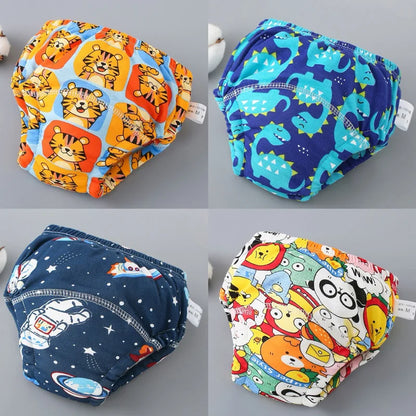 4PCS Reusable Cotton Baby Diapers for Potty Training