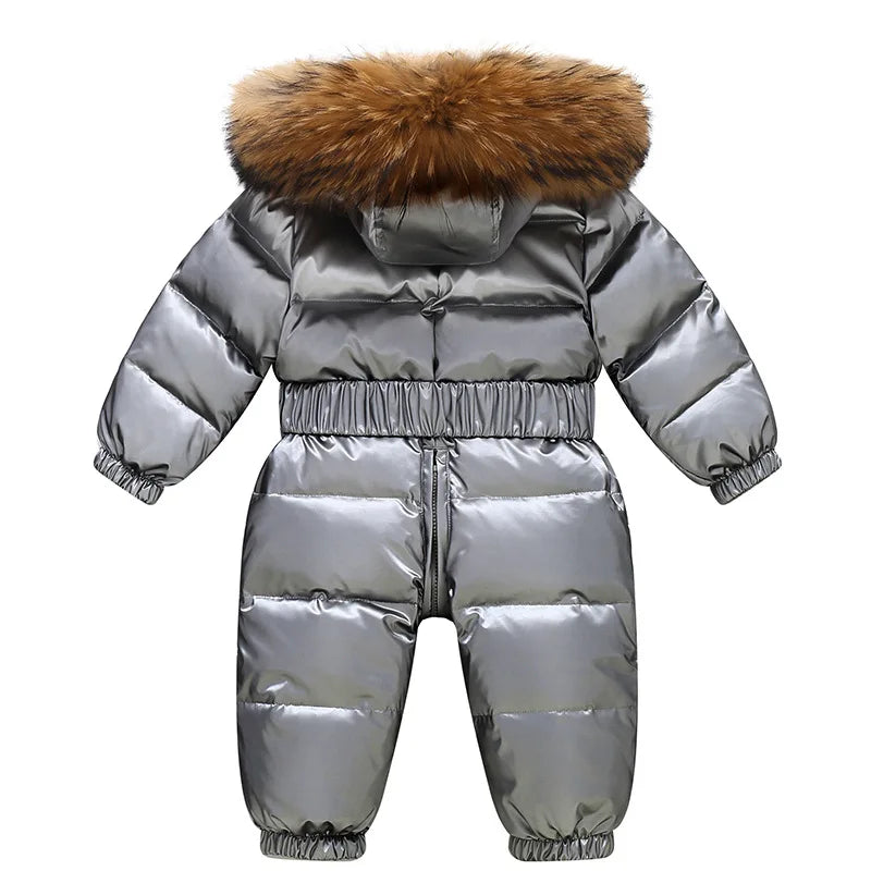 Children's Waterproof Hooded Down Snowsuit for Winter