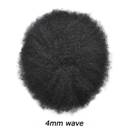 Curly Human Hair Toupee for Men Full PU Natural Color