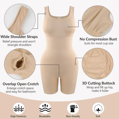 Wide Strap Bodysuit Shapewear for Women in Black/Nude