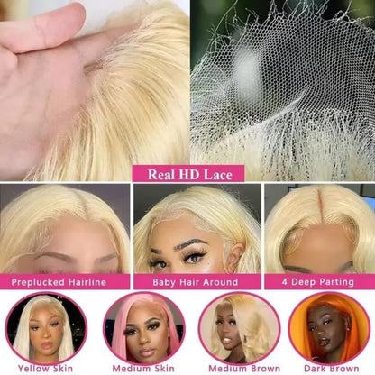 13x6 Lace Frontal Wig 613 Blonde Straight 30 Inch Human Hair