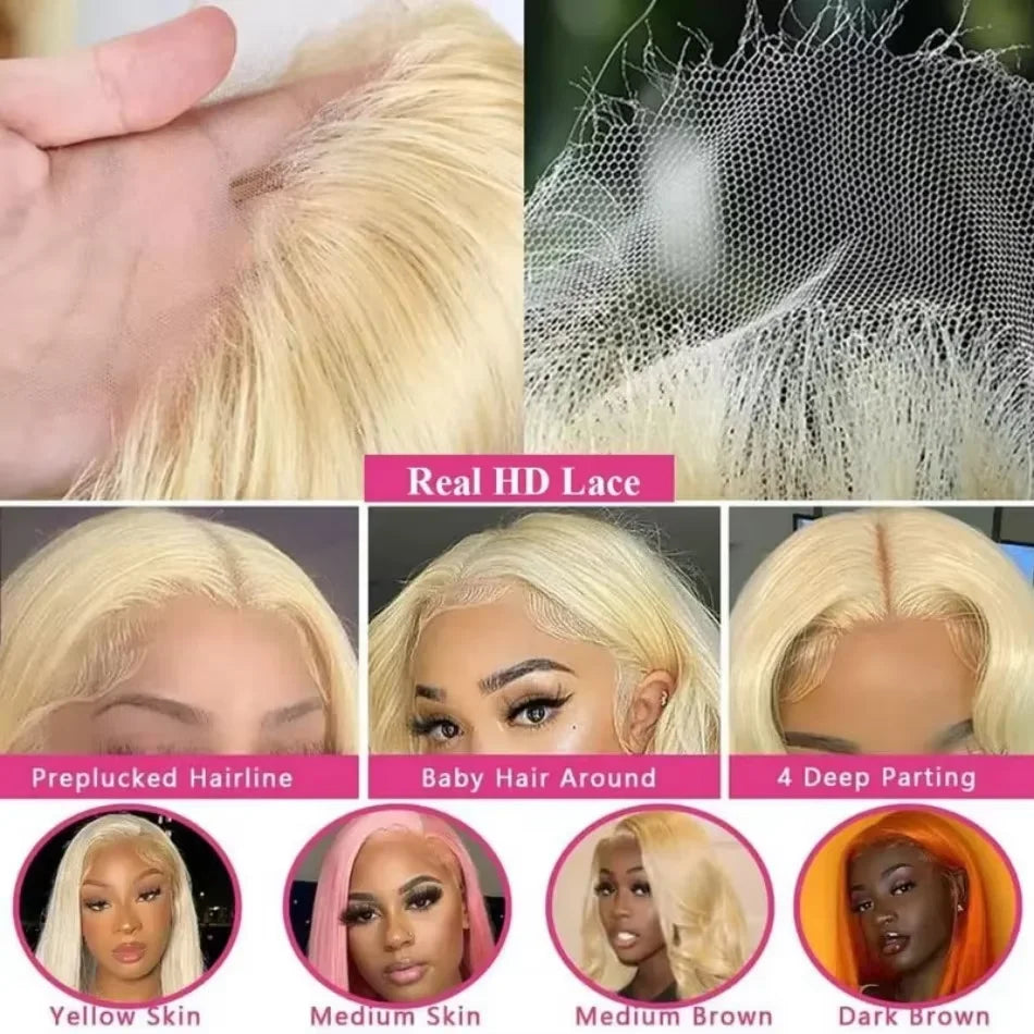 13x6 Lace Frontal Wig 613 Blonde Straight 30 Inch Human Hair