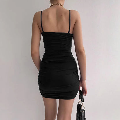 Spaghetti Strap Bodycon Dress Women Backless Slim Dress