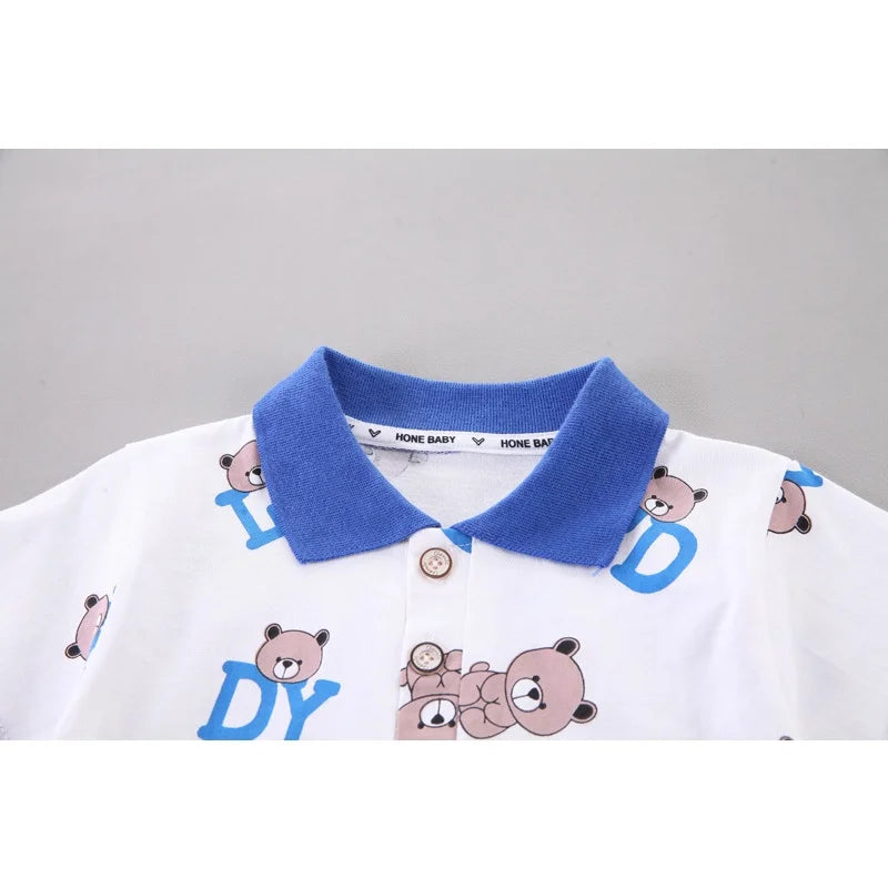 Boys Cartoon Bear T-Shirt and Shorts Set