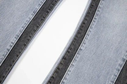 Washed Denim Trousers for Men with Micro-Flared Style