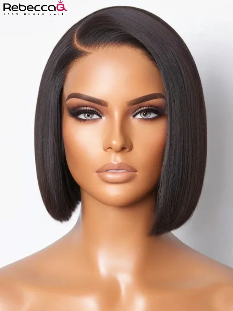 8 Inch Straight Bob Wig 100% Human Hair Natural Black