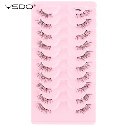 YSDO 5/10 Pairs Natural Soft Black Half Lashes
