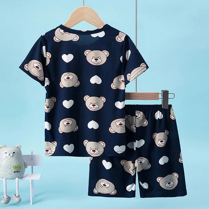 Children's Casual Joker Bear Print Pajama Set