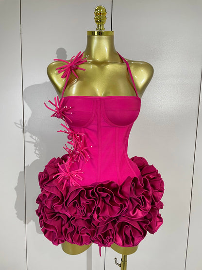 Women Red Black Bandage Two Piece Cocktail Gown