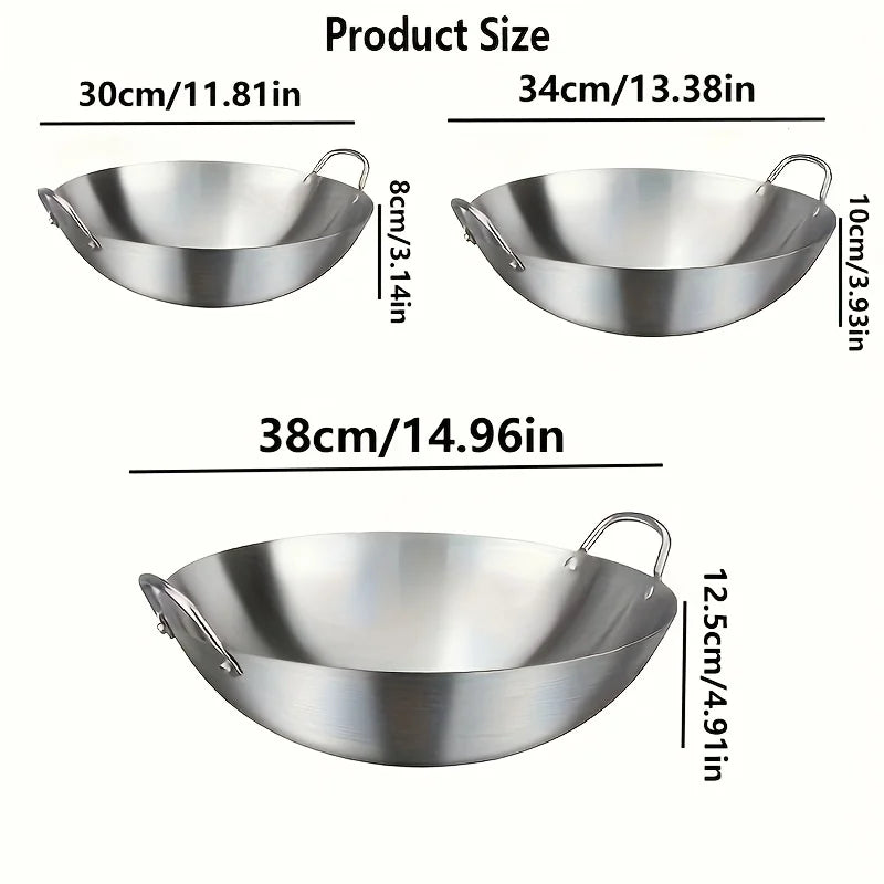 Large Stainless Steel Wok with Dual Handles 30cm