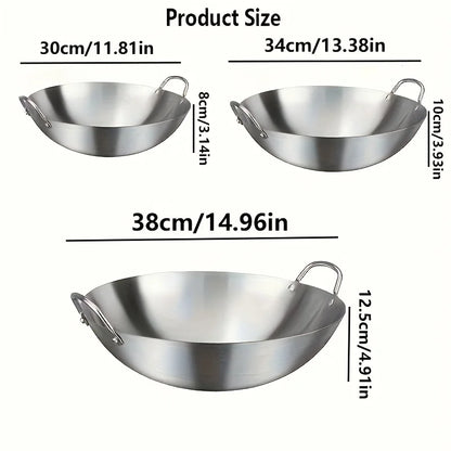 Large Stainless Steel Wok with Dual Handles 30cm