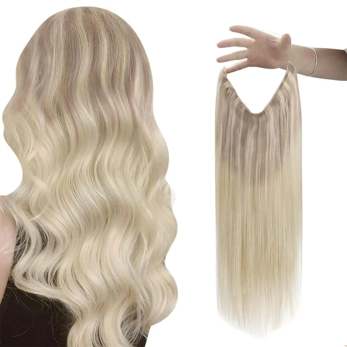 VeSunny Remy Hair One Piece Invisible Wire Extensions