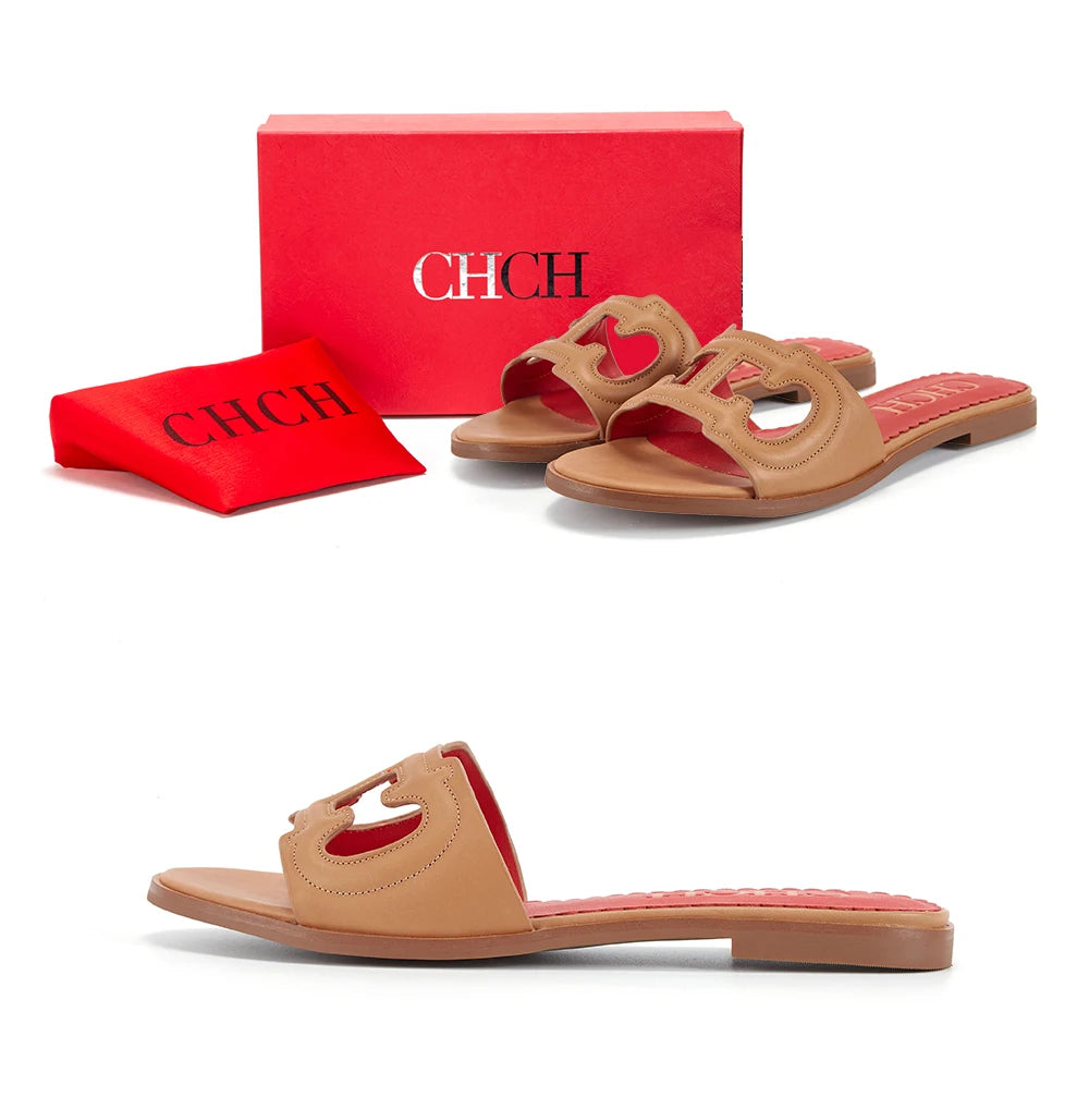 CHCH Women's Black Flat Indoor Slippers