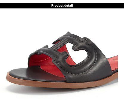 CHCH Women's Black Flat Indoor Slippers
