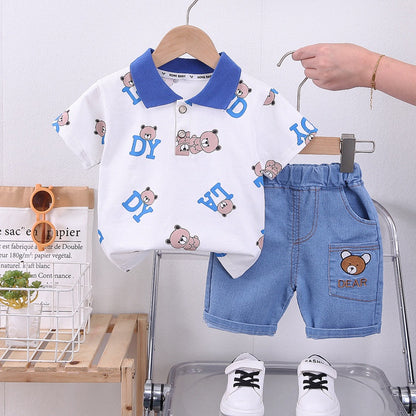 Boys Cartoon Bear T-Shirt and Shorts Set