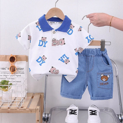 Boys Cartoon Bear T-Shirt and Shorts Set