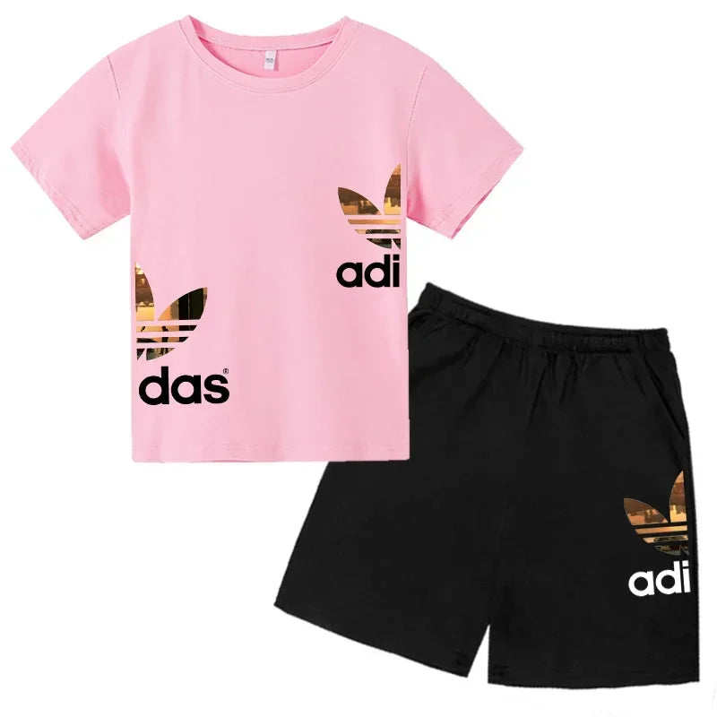 Kids Casual O-neck T-shirt and Pants Set