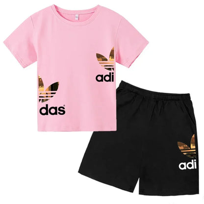 Kids Casual O-neck T-shirt and Pants Set