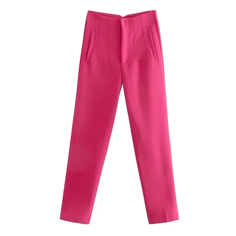 High Waist Pencil Pants for Women in Black and Pink