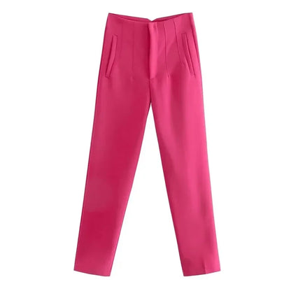 High Waist Pencil Pants for Women in Black and Pink