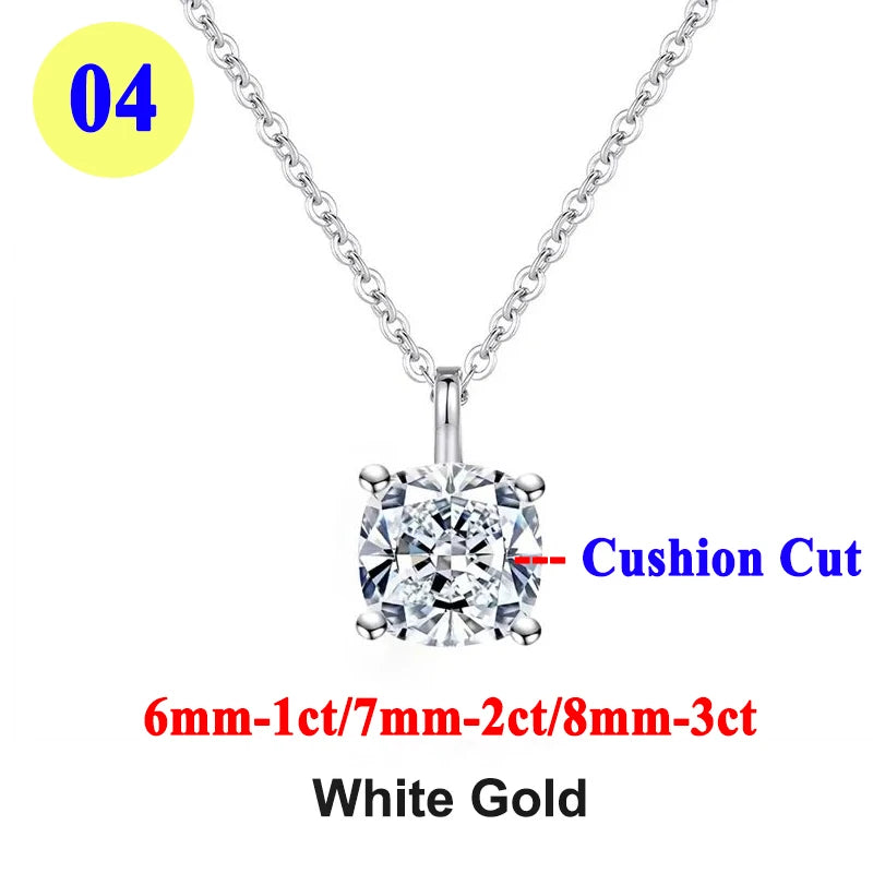 Moissanite Pendant Necklace 18K Gold Plated Women