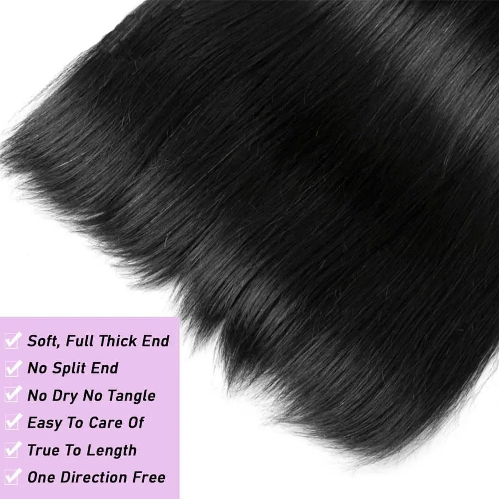 Brazilian Virgin Hair Straight Bundles Natural Black 26 28 30 Inch