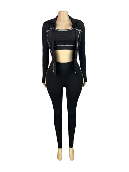 Weird Puss Women 3 Piece Tracksuit Set with Zipper Jacket
