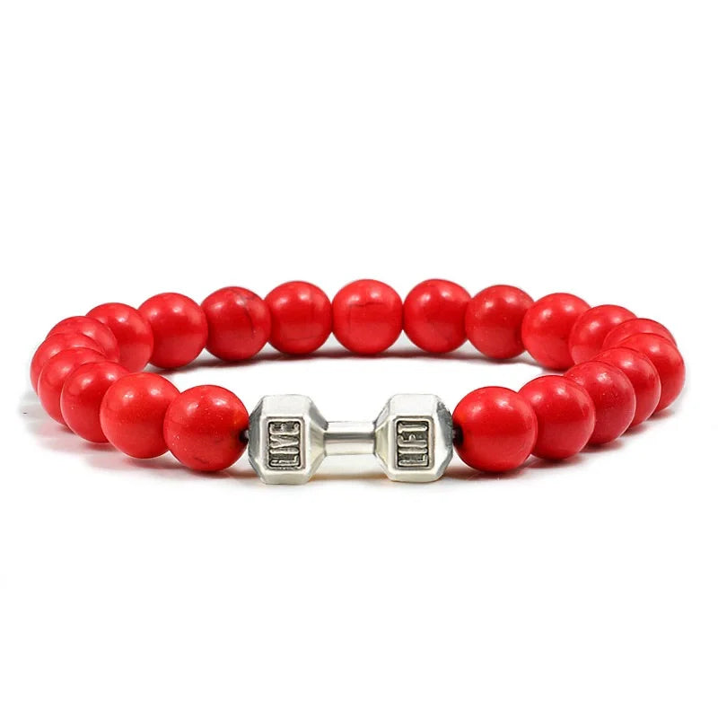 Natural Black Volcanic Lava Stone Dumbbell Bracelet
