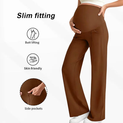 Plus Size Maternity Wide-Leg Pants Natural Color