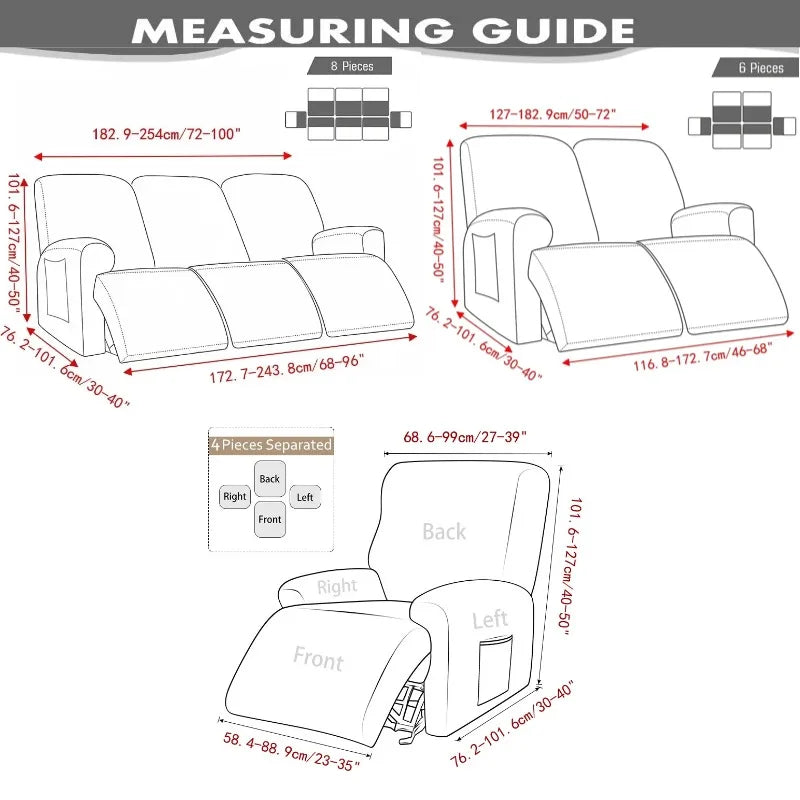Soft Polyester Recliner Sofa Cover Solid Color