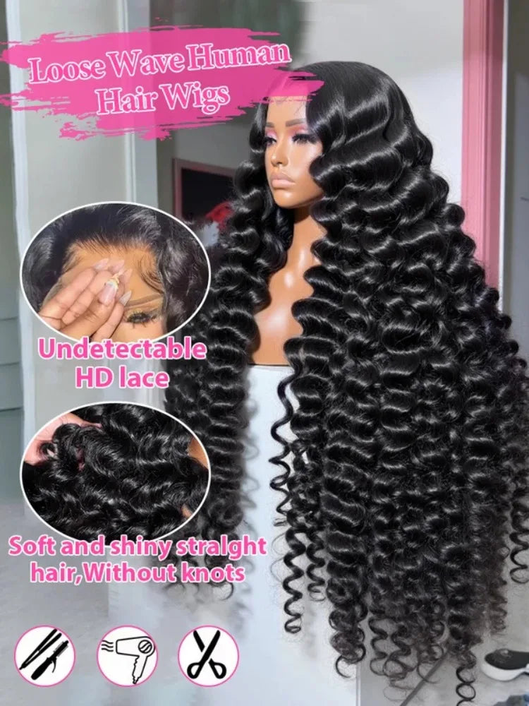 40 Inch Loose Deep Wave Lace Front Human Hair Wig