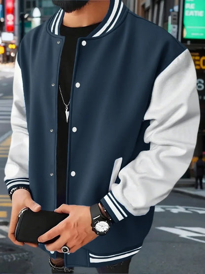 Men's Black And White Varsity Baseball Jacket