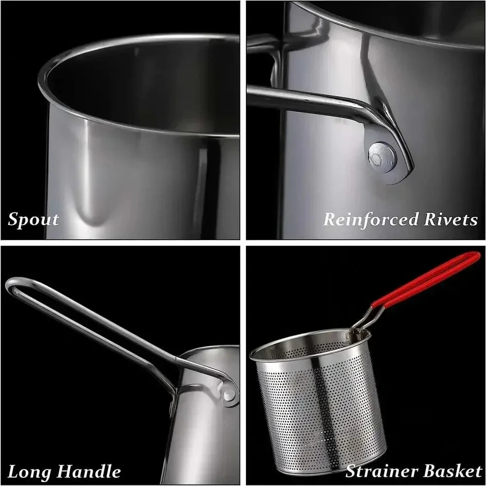 Stainless Steel Deep Fryer with Strainer Basket