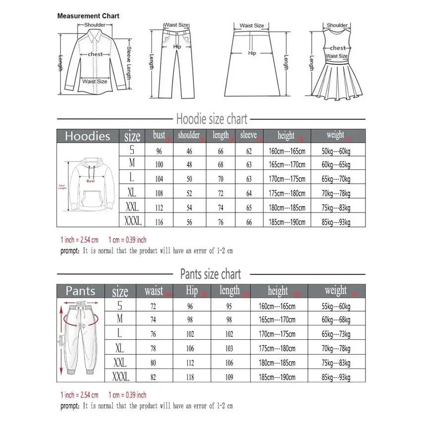 Men's Casual Fitness Printed Hooded Pullover and Pants