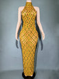 Sparkly Rhinestones Sleeveless Evening Dress for Women