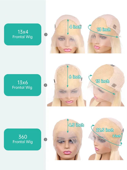 613 Honey Blonde Body Wave Human Hair Wig 360 Lace Frontal