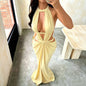 Khaki Halter Cut-Out Maxi Dress for Elegant Parties