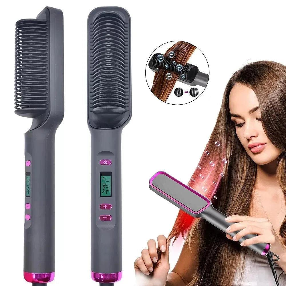 Electric Hot Comb Straight Hair Straightener Brush