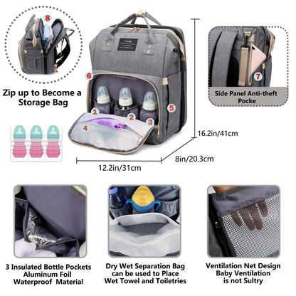 Mommy Bag Portable Folding Crib Backpack Large Capacity