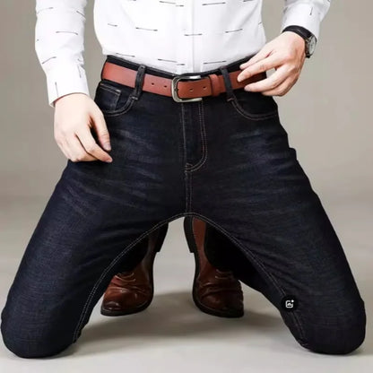 Men's Casual Straight Stretch Denim Jeans Blue Black